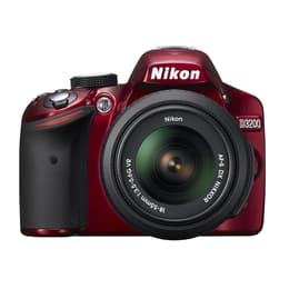 Spielgelreflexkamera - Nikon D3200 - Rot + Objektiv Nikkor AF-S DX 18-55 VR