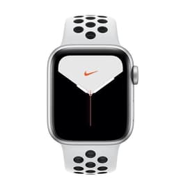 Apple Watch (Series 4) September 2018 44 mm - Aluminium Silber - Armband Nike Sportarmband Weiß/Schwarz