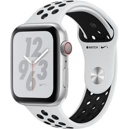 Apple Watch (Series 4) GPS + Cellular 44 mm - Aluminium Silber - Nike Sportarmband Silber