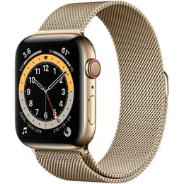 Apple Watch (Series 6) GPS + Cellular 44 mm - Rostfreier Stahl Gold - Milanaise Armband Gold