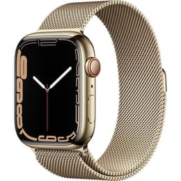 Apple Watch (Series 7) GPS 45 mm - Rostfreier Stahl Gold - Milanaise Armband Gold