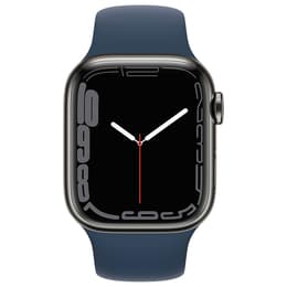 Apple Watch Series 7 (2021) GPS + Cellular 45 mm - Rostfreier Stahl Graphit - Sportarmband Blau