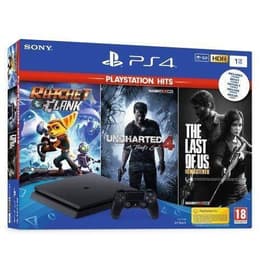 PlayStation 4 Slim 500GB - Schwarz + The Last of Us Remastered + Ratchet & Clank + Uncharted 4 A Thief's End