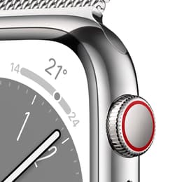 Apple Watch Series 8 (2022) GPS + Cellular 45 mm - Rostfreier Stahl Silber - Milanaise Armband Grau