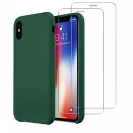 Hülle iPhone X/XS und 2 schutzfolien - Silikon - Grün