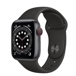 Apple Watch (Series 6) 2020 GPS + Cellular 40 mm - Aluminium Space Grau - Sportarmband Schwarz