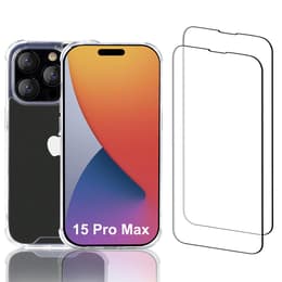 Hülle iPhone 15 Pro Max und 2 schutzfolien - Recycelter Kunststoff - Transparent