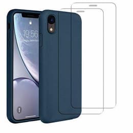 Hülle iPhone XR und 2 schutzfolien - Silikon - Blau