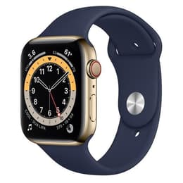Apple Watch (Series 6) 2020 GPS + Cellular 40 mm - Rostfreier Stahl Gold - Sportarmband Blau