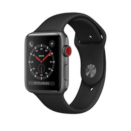 Apple Watch (Series 3) 2017 GPS + Cellular 42 mm - Aluminium Space Grau - Sportarmband Schwarz