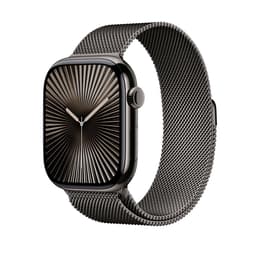 Apple Watch Series 10 (2024) GPS 46 mm - Aluminium Diamantschwarz - Milanaise Armband Schwarz