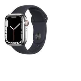 Apple Watch Series 6 (2020) GPS + Cellular 44 mm - Rostfreier Stahl Silber - Sportarmband Schwarz