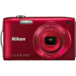 Kompakt Kamera S3300 - Rot + Nikon Nikkor 6X Wide Optical Zoom VR Lens 26-156mm f/3.3-6.5 f/3.3-6.5