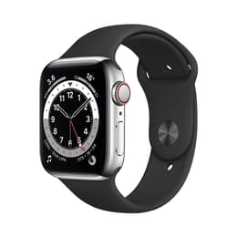 Apple Watch (Series 6) 2020 GPS + Cellular 44 mm - Titan Silber - Sportarmband Schwarz