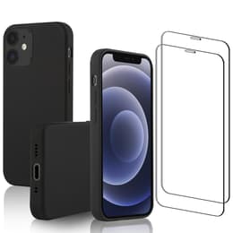 Hülle iPhone 12 mini und 2 schutzfolien - Silikon - Schwarz