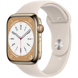 Apple Watch (Series 8) 2022 GPS + Cellular 45 mm - Aluminium Gold - Sportarmband Polarstern