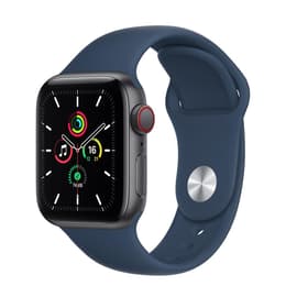 Apple Watch (Series 5) 2019 GPS + Cellular 44 mm - Rostfreier Stahl Space Grau - Sportarmband Blau
