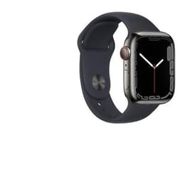 Apple Watch Series 7 (2021) GPS + Cellular 45 mm - Rostfreier Stahl Graphit - Sportarmband Schwarz