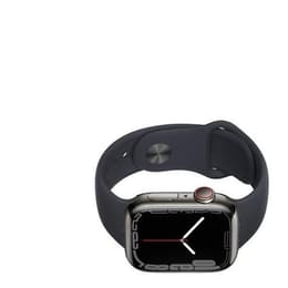 Apple Watch Series 7 (2021) GPS + Cellular 45 mm - Rostfreier Stahl Graphit - Sportarmband Schwarz