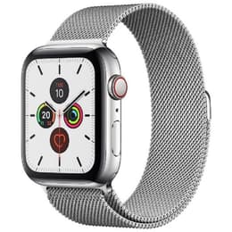 Apple Watch Series 5 (2019) GPS + Cellular 44 mm - Rostfreier Stahl Silber - Milanaise Armband Grau