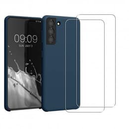 Hülle Galaxy S21+ 5G und 2 schutzfolien - Silikon - Marineblau