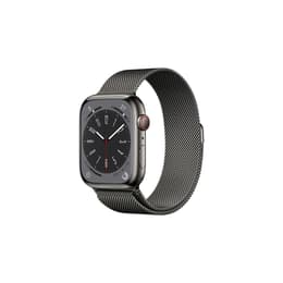 Apple Watch (Series 8) 2022 GPS + Cellular 45 mm - Rostfreier Stahl Space Grau - Sport loop Grau