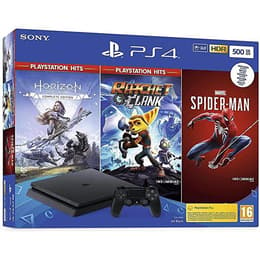 PlayStation 4 Slim 500GB - Schwarz + Marvel’s Spider-Man + Horizon Zero Dawn + Ratchet & Clank