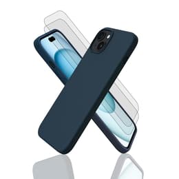Hülle iPhone 15+ und 2 schutzfolien - Silikon - Blau
