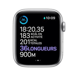 Apple Watch (Series 7) 2021 GPS + Cellular 41 mm - Rostfreier Stahl Silber - Sportarmband Schwarz