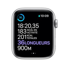 Apple Watch Series 7 (2021) GPS + Cellular 41 mm - Rostfreier Stahl Silber - Sportarmband Schwarz