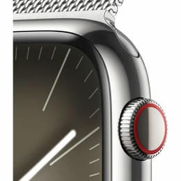 Apple Watch Series 9 (2023) GPS + Cellular 41 mm - Rostfreier Stahl Silber - Milanaise Armband Grau