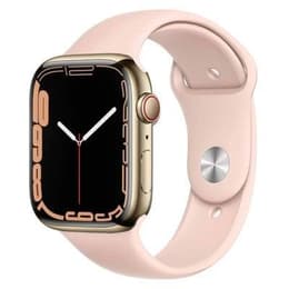 Apple Watch Series 7 (2021) GPS + Cellular 41 mm - Rostfreier Stahl Gold - Sportarmband Rosé