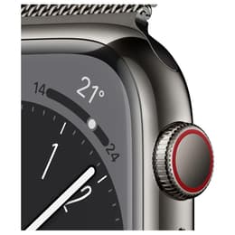 Apple Watch Series 8 (2022) GPS + Cellular 41 mm - Rostfreier Stahl Graphit - Milanaise Armband Schwarz