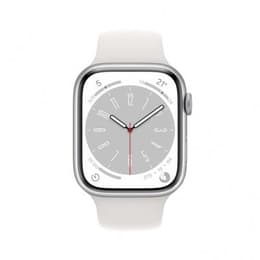 Apple Watch (Series 8) 2022 GPS 45 mm - Aluminium Silber - Sportarmband Weiß