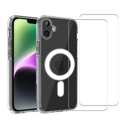 Hülle iPhone 16 Plus und 2 schutzfolien - TPU - Transparent