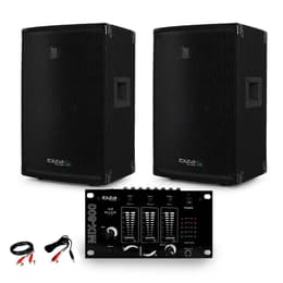 Ibiza Sound Paire d'enceinte Sono passive IBIZA DISCO10B TRAPEZOIDALE 10" 1000W BassReflex + Table de Mix + Câble PC PA-Lautsprecher