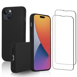 Hülle iPhone 15 Plus und 2 schutzfolien - Silikon - Schwarz