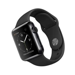 Apple Watch (Series 2) 2016 GPS 42 mm - Rostfreier Stahl Space Grau - Sportarmband Schwarz