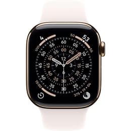 Apple Watch Series 11 (2025) GPS + Cellular 46 mm - Titan Gold - Sportarmband Weiß