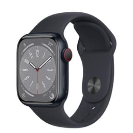 Apple Watch (Series 8) 2022 GPS + Cellular 41 mm - Aluminium Mitternacht - Sportarmband Schwarz