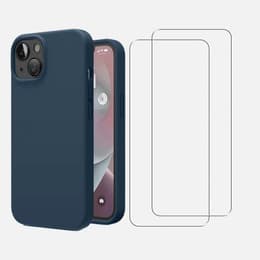 Hülle iPhone 13 und 2 schutzfolien - Silikon - Marineblau