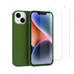 Hülle iPhone 14 Plus und 2 schutzfolien - Silikon - Grün