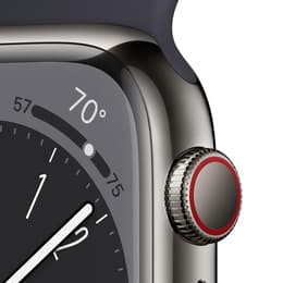 Apple Watch Series 8 (2022) GPS + Cellular 41 mm - Rostfreier Stahl Silber - Sportarmband Schwarz