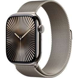 Apple Watch Series 10 (2024) GPS + Cellular 46 mm - Titan Natur - Milanaise Armband Grau
