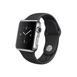 Apple Watch (Series 2) 2016 GPS 42 mm - Rostfreier Stahl Silber - Sportarmband Schwarz