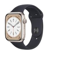 Apple Watch (Series 8) 2022 GPS 45 mm - Aluminium Polarstern - Sportarmband Schwarz