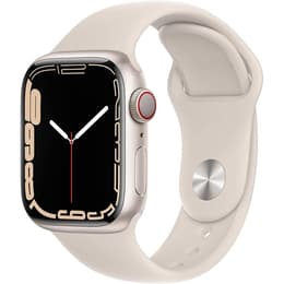 Apple Watch (Series 7) 2021 GPS + Cellular 41 mm - Aluminium Polarstern - Sportarmband Weiß