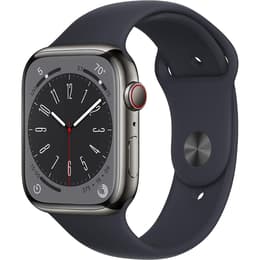 Apple Watch (Series 8) 2022 GPS + Cellular 45 mm - Rostfreier Stahl Grau - Sportarmband