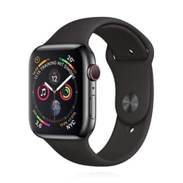Apple Watch (Series 4) 2018 GPS 44 mm - Rostfreier Stahl Space Grau - Sportarmband Schwarz