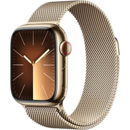 Apple Watch Series 9 (2023) GPS + Cellular 45 mm - Rostfreier Stahl Gold - Milanaise Armband Gold